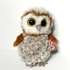 TY Plush Owl brown  with Glitter Accents ty Beanie Boos 6 Animal Plush